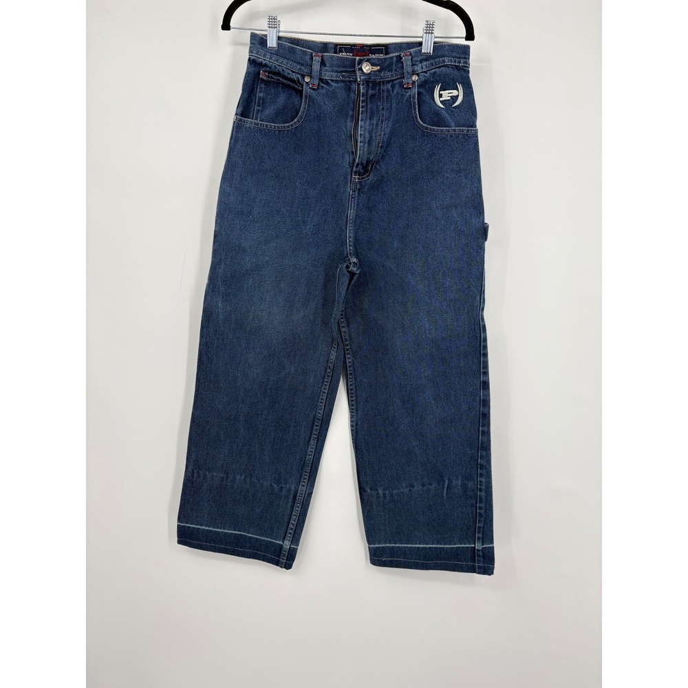 Phat Farm Womens Denim Carpenter Jeans Baggy Wide Leg Dark Wash Size 18